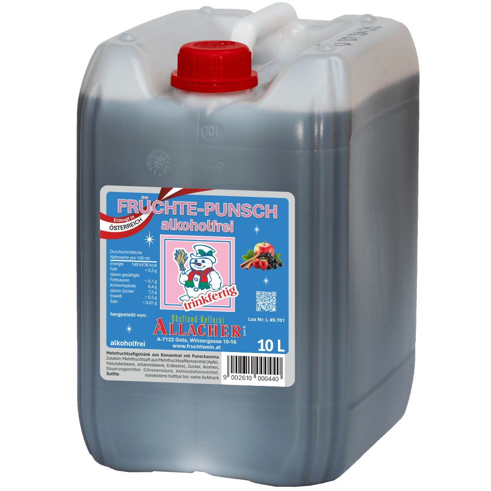 Non-alcoholic fruit punch in a 10-litre canister