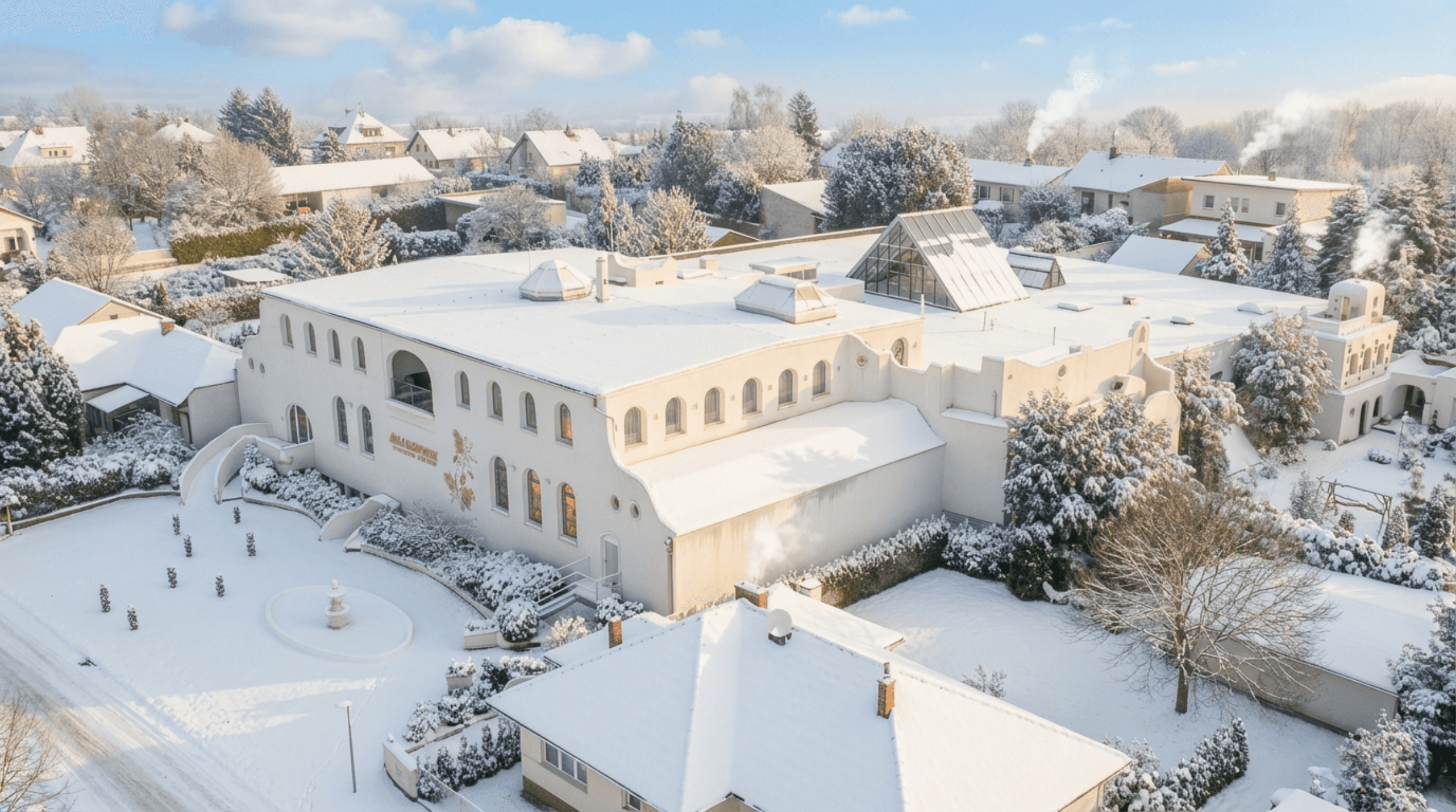 Aerial view of the Obstland-Kellerei Allacher production building in Gols
